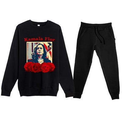 Kamala Flor Roses Kamala 2024 Im With Her Premium Crewneck Sweatsuit Set