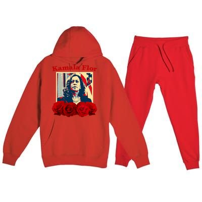 Kamala Flor Roses Kamala 2024 Im With Her Premium Hooded Sweatsuit Set