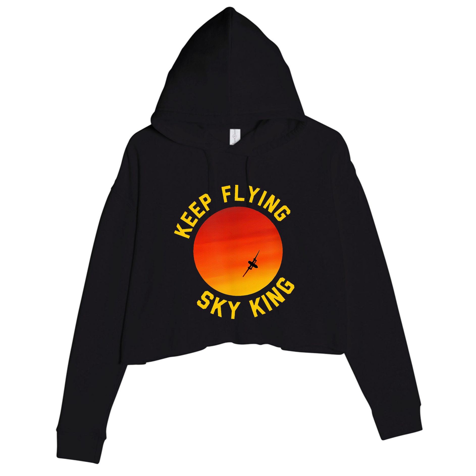 Keep Flying Sky King Funny Design Crop Fleece Hoodie