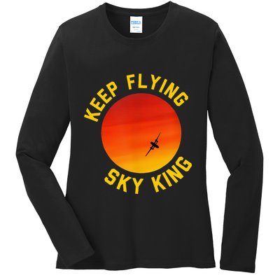 Keep Flying Sky King Funny Design Ladies Long Sleeve Shirt