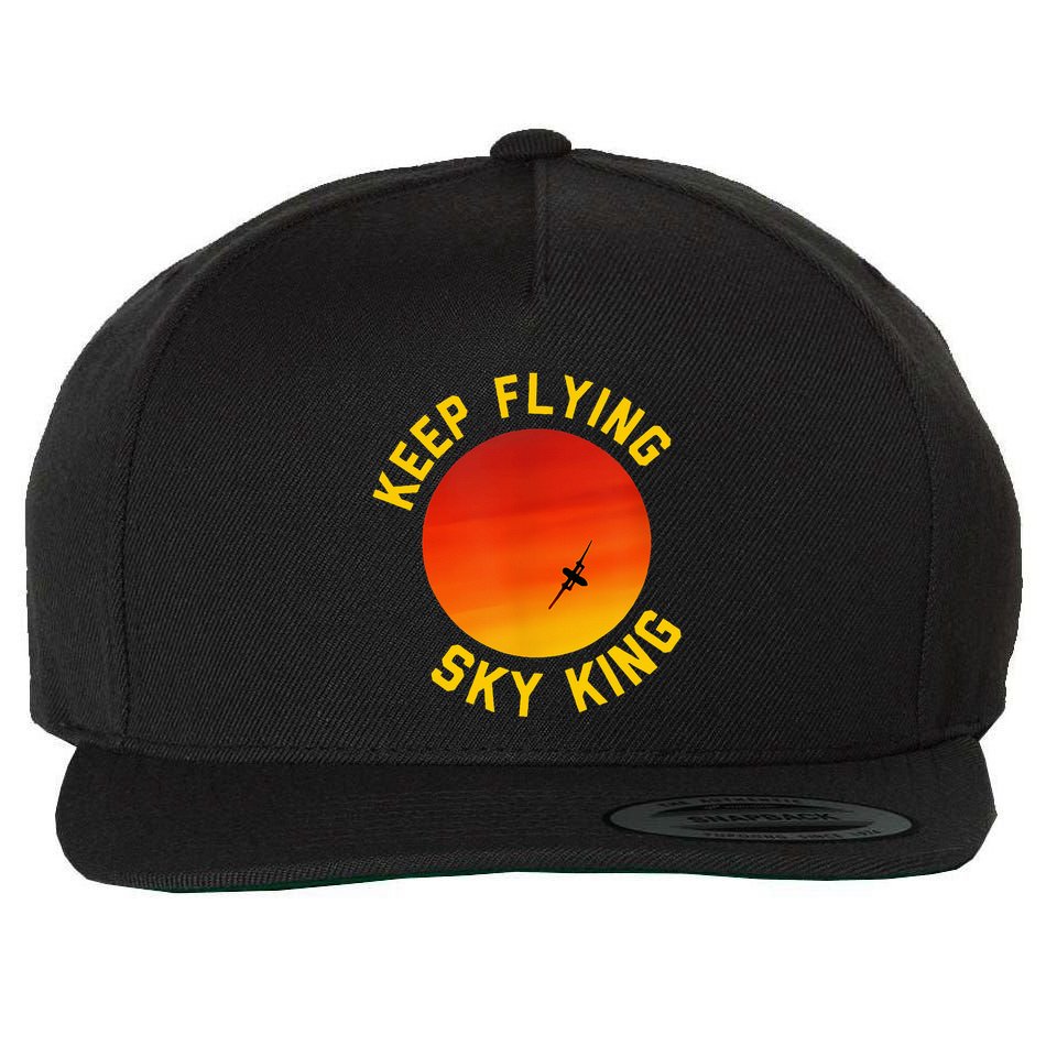Keep Flying Sky King Funny Design Wool Snapback Cap
