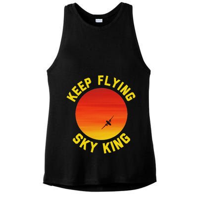 Keep Flying Sky King Aviation Pilot Airplane Ladies PosiCharge Tri-Blend Wicking Tank