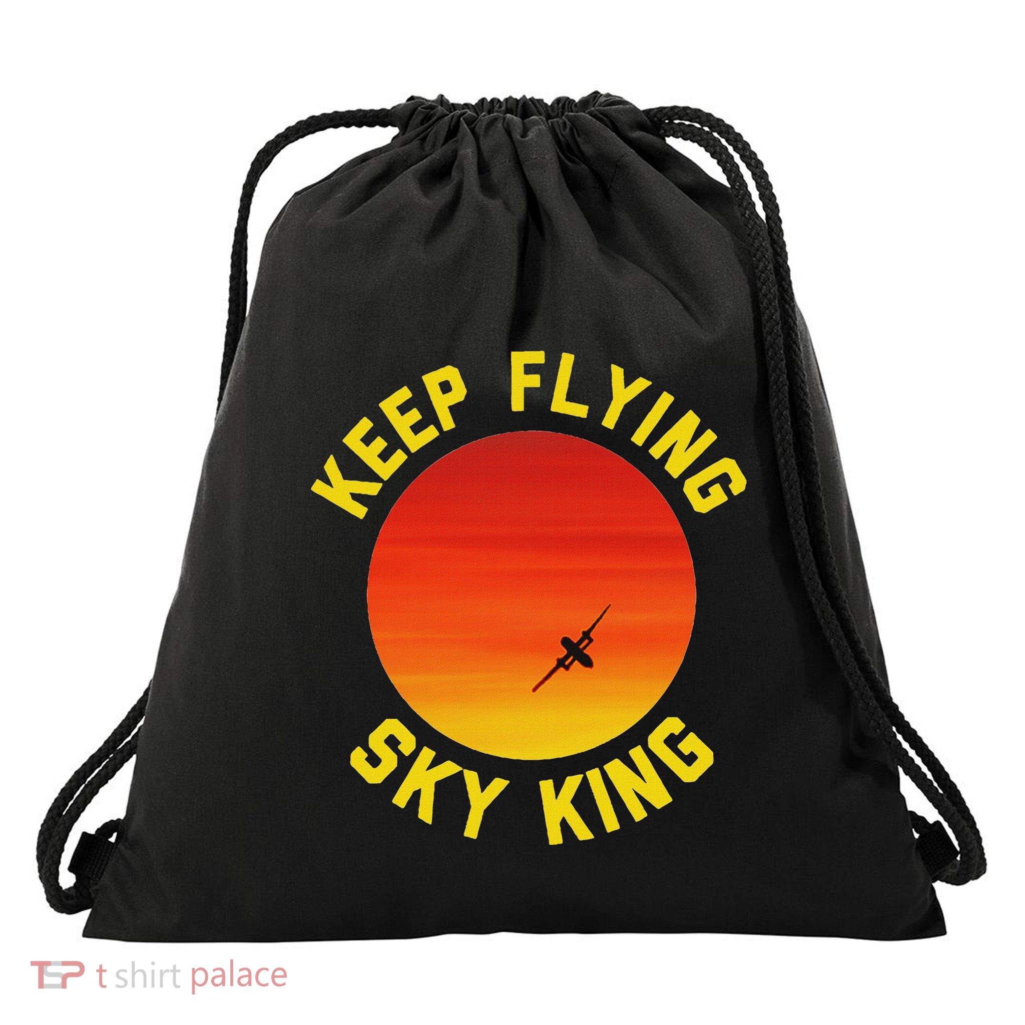 Keep Flying Sky King Aviation Pilot Airplane Drawstring Bag