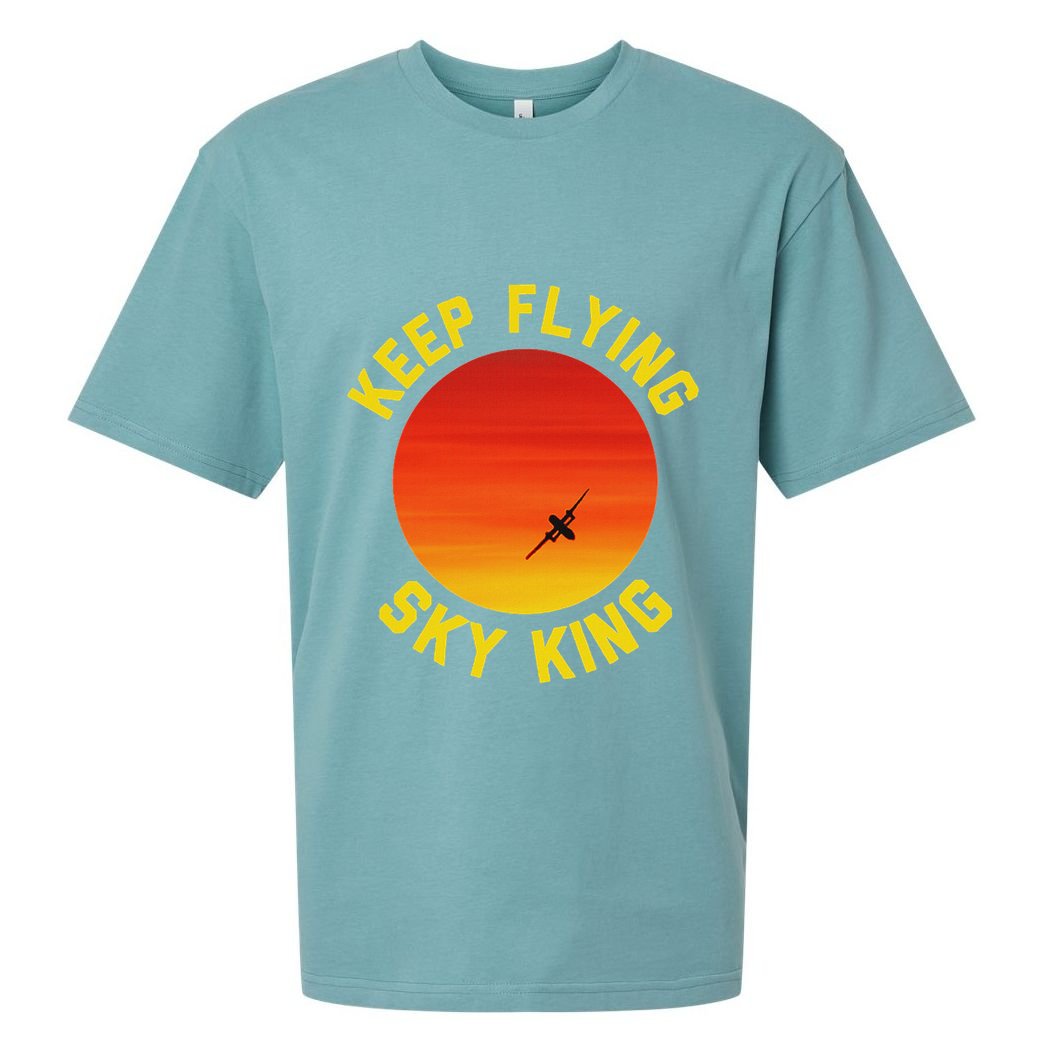 Keep Flying Sky King Aviation Pilot Airplane Sueded Cloud Jersey T-Shirt