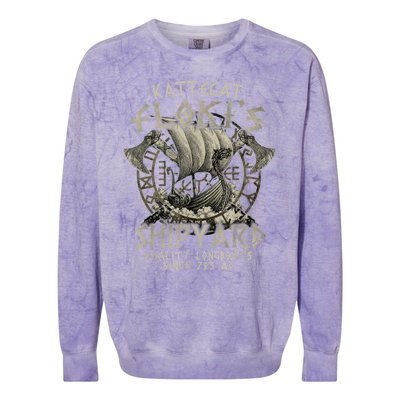 Kattegat Floki's Shipyards Quality Longboats Since 793 Ad Colorblast Crewneck Sweatshirt