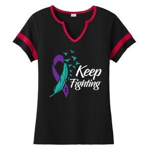 Keep Fighting Suicide Prevention Awareness Ladies Halftime Notch Neck Tee