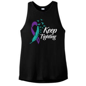 Keep Fighting Suicide Prevention Awareness Ladies PosiCharge Tri-Blend Wicking Tank