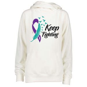 Keep Fighting Suicide Prevention Awareness Womens Funnel Neck Pullover Hood