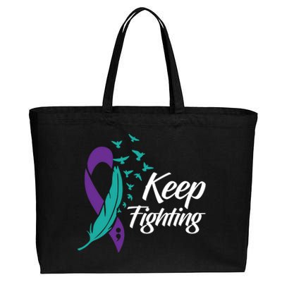 Keep Fighting Suicide Prevention Awareness Cotton Canvas Jumbo Tote