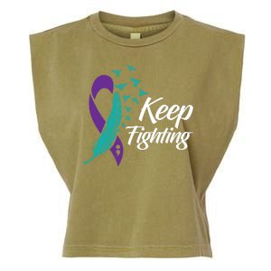 Keep Fighting Suicide Prevention Awareness Garment-Dyed Women's Muscle Tee