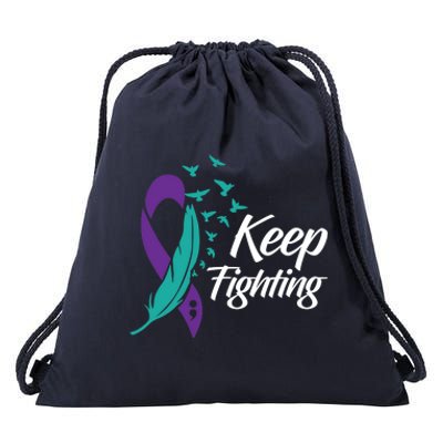 Keep Fighting Suicide Prevention Awareness Drawstring Bag