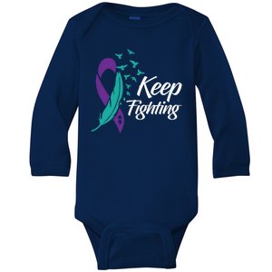 Keep Fighting Suicide Prevention Awareness Baby Long Sleeve Bodysuit