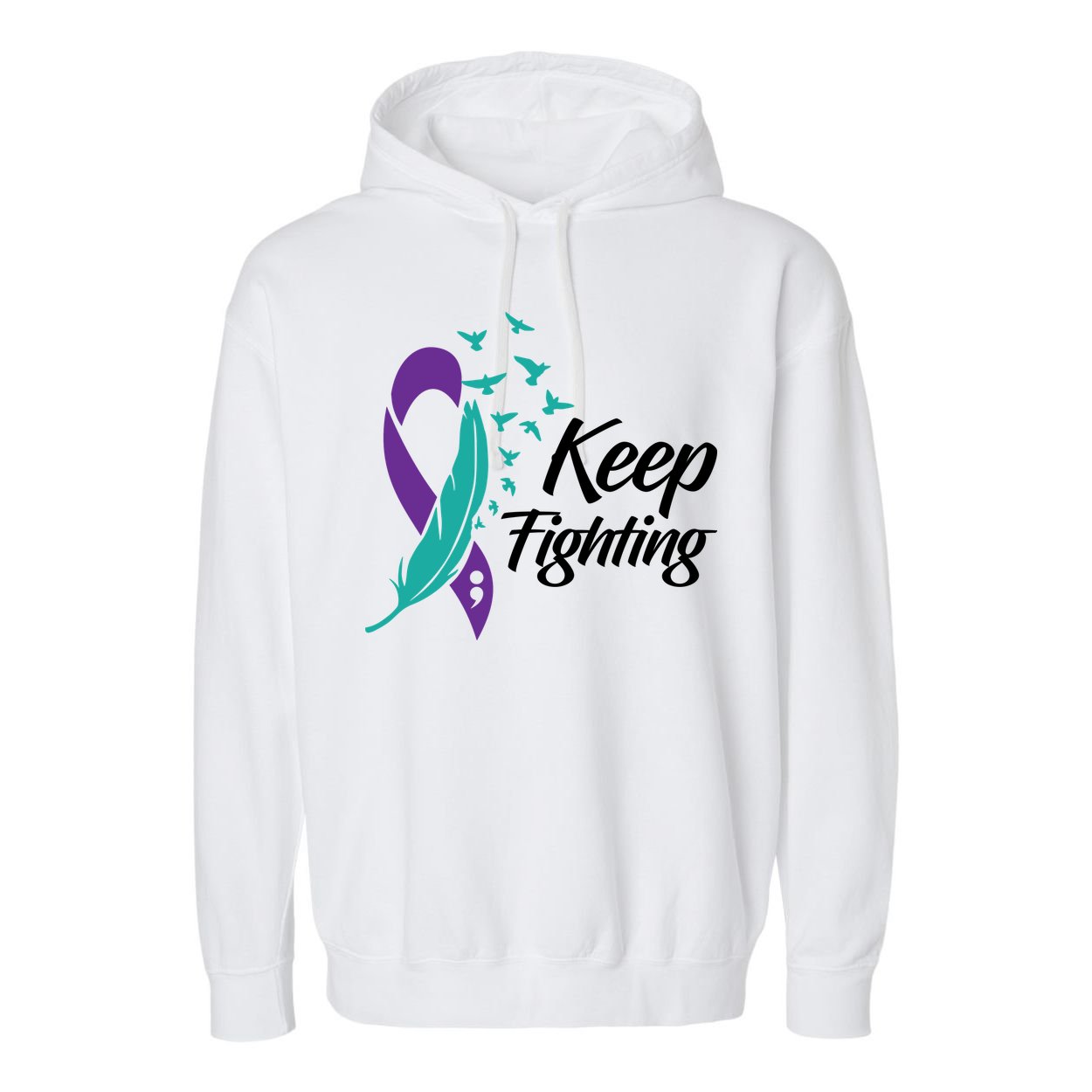 Keep Fighting Suicide Prevention Awareness Garment-Dyed Fleece Hoodie