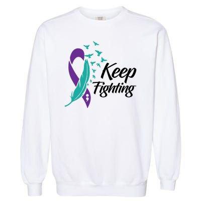 Keep Fighting Suicide Prevention Awareness Garment-Dyed Sweatshirt