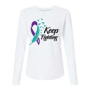 Keep Fighting Suicide Prevention Awareness Womens Cotton Relaxed Long Sleeve T-Shirt