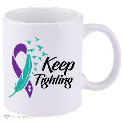 Keep Fighting Suicide Prevention Awareness 11oz C Handle Ceramic Mug
