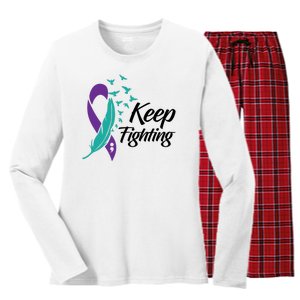 Keep Fighting Suicide Prevention Awareness Women's Long Sleeve Flannel Pajama Set 