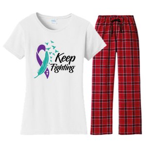 Keep Fighting Suicide Prevention Awareness Women's Flannel Pajama Set