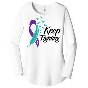 Keep Fighting Suicide Prevention Awareness Women's Perfect Tri Tunic Long Sleeve Shirt