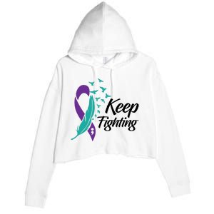 Keep Fighting Suicide Prevention Awareness Crop Fleece Hoodie