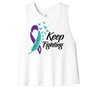 Keep Fighting Suicide Prevention Awareness Women's Racerback Cropped Tank