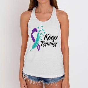 Keep Fighting Suicide Prevention Awareness Women's Knotted Racerback Tank