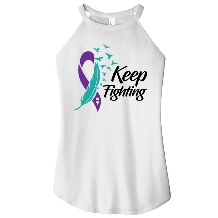 Keep Fighting Suicide Prevention Awareness Women's Perfect Tri Rocker Tank