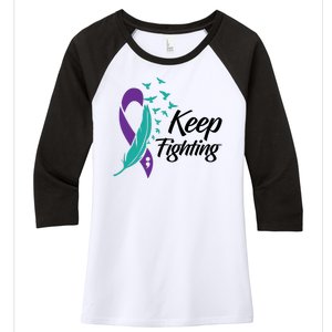 Keep Fighting Suicide Prevention Awareness Women's Tri-Blend 3/4-Sleeve Raglan Shirt