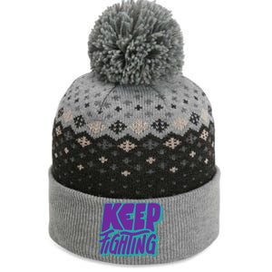 Keep Fighting Suicide Prevention Awareness Retro The Baniff Cuffed Pom Beanie