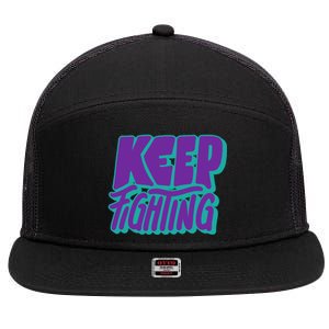 Keep Fighting Suicide Prevention Awareness Retro 7 Panel Mesh Trucker Snapback Hat