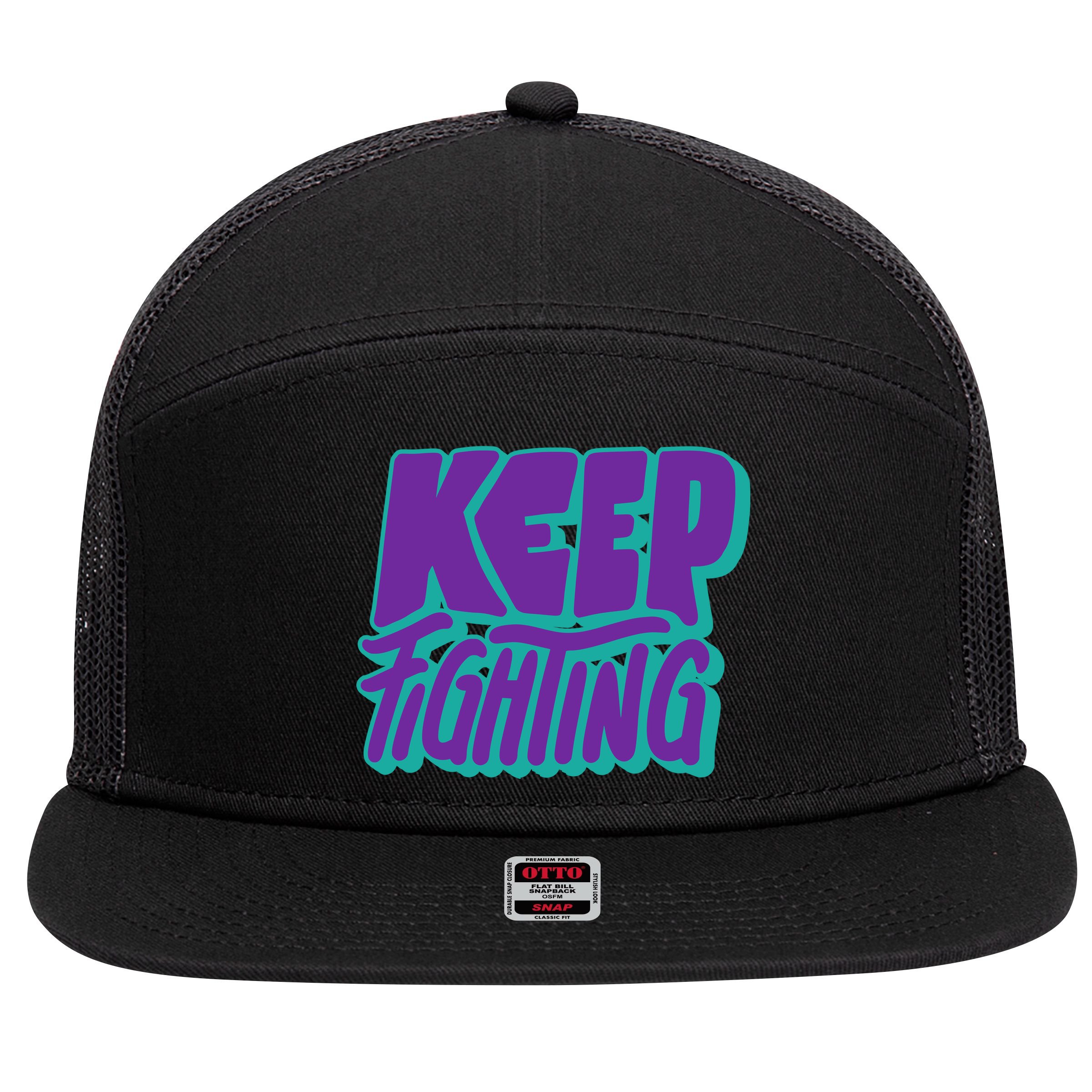 Keep Fighting Suicide Prevention Awareness Retro 7 Panel Mesh Trucker Snapback Hat