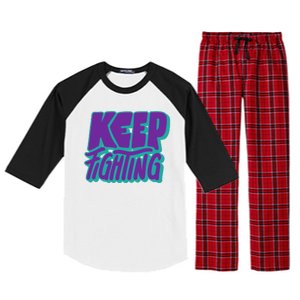 Keep Fighting Suicide Prevention Awareness Retro Raglan Sleeve Pajama Set