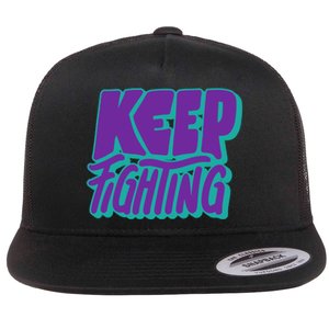 Keep Fighting Suicide Prevention Awareness Retro Flat Bill Trucker Hat