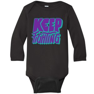 Keep Fighting Suicide Prevention Awareness Retro Baby Long Sleeve Bodysuit