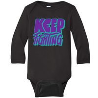 Keep Fighting Suicide Prevention Awareness Retro Baby Long Sleeve Bodysuit