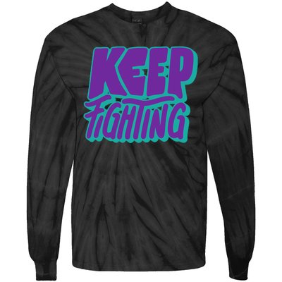 Keep Fighting Suicide Prevention Awareness Retro Tie-Dye Long Sleeve Shirt