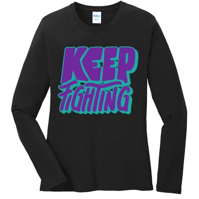 Keep Fighting Suicide Prevention Awareness Retro Ladies Long Sleeve Shirt