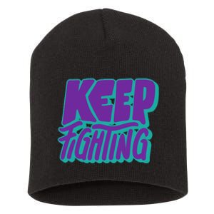 Keep Fighting Suicide Prevention Awareness Retro Short Acrylic Beanie