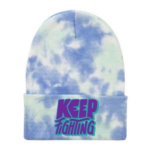 Keep Fighting Suicide Prevention Awareness Retro Tie Dye 12in Knit Beanie