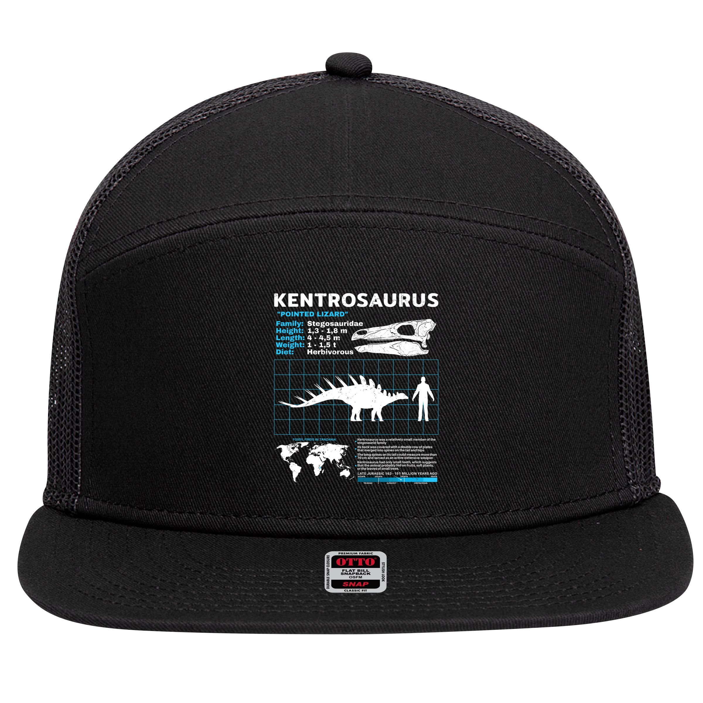 Kentrosaurus Fact Sheet Dinosaur Facts 7 Panel Mesh Trucker Snapback Hat