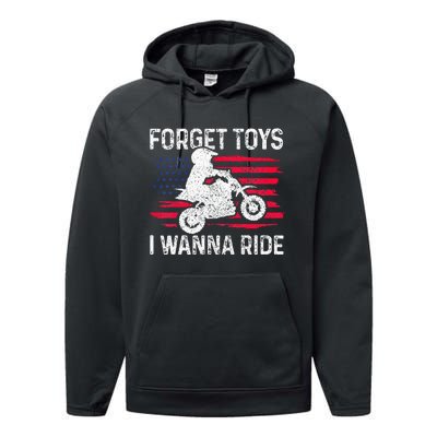 Kids Forget Toys I Wanna Ride Motocross Dirt Bike MX Racing Performance Fleece Hoodie