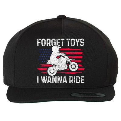 Kids Forget Toys I Wanna Ride Motocross Dirt Bike MX Racing Wool Snapback Cap