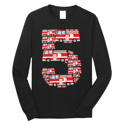 K.i.d.s Fire Truck 5th Birthday Boy 5 Year Old Toddler Firefighter Long Sleeve Shirt