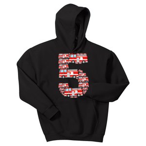 K.i.d.s Fire Truck 5th Birthday Boy 5 Year Old Toddler Firefighter Kids Hoodie