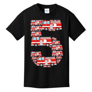 K.i.d.s Fire Truck 5th Birthday Boy 5 Year Old Toddler Firefighter Kids T-Shirt