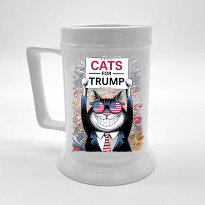 Kittens For Trump 2024 Cats And Ducks For Trump Vance 2024 Gift Beer Stein