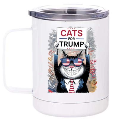 Kittens For Trump 2024 Cats And Ducks For Trump Vance 2024 Gift 12 oz Stainless Steel Tumbler Cup