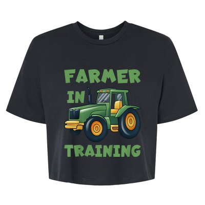 Kids Funny Tractor Boy Farmer In Training Gift Bella+Canvas Jersey Crop Tee