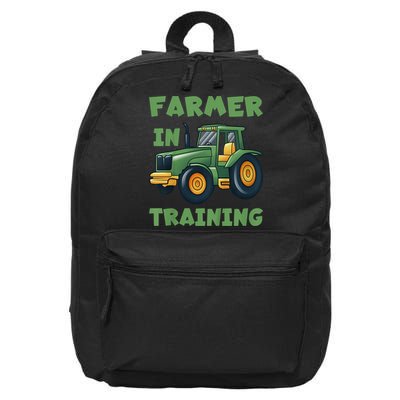 Kids Funny Tractor Boy Farmer In Training Gift 16 in Basic Backpack