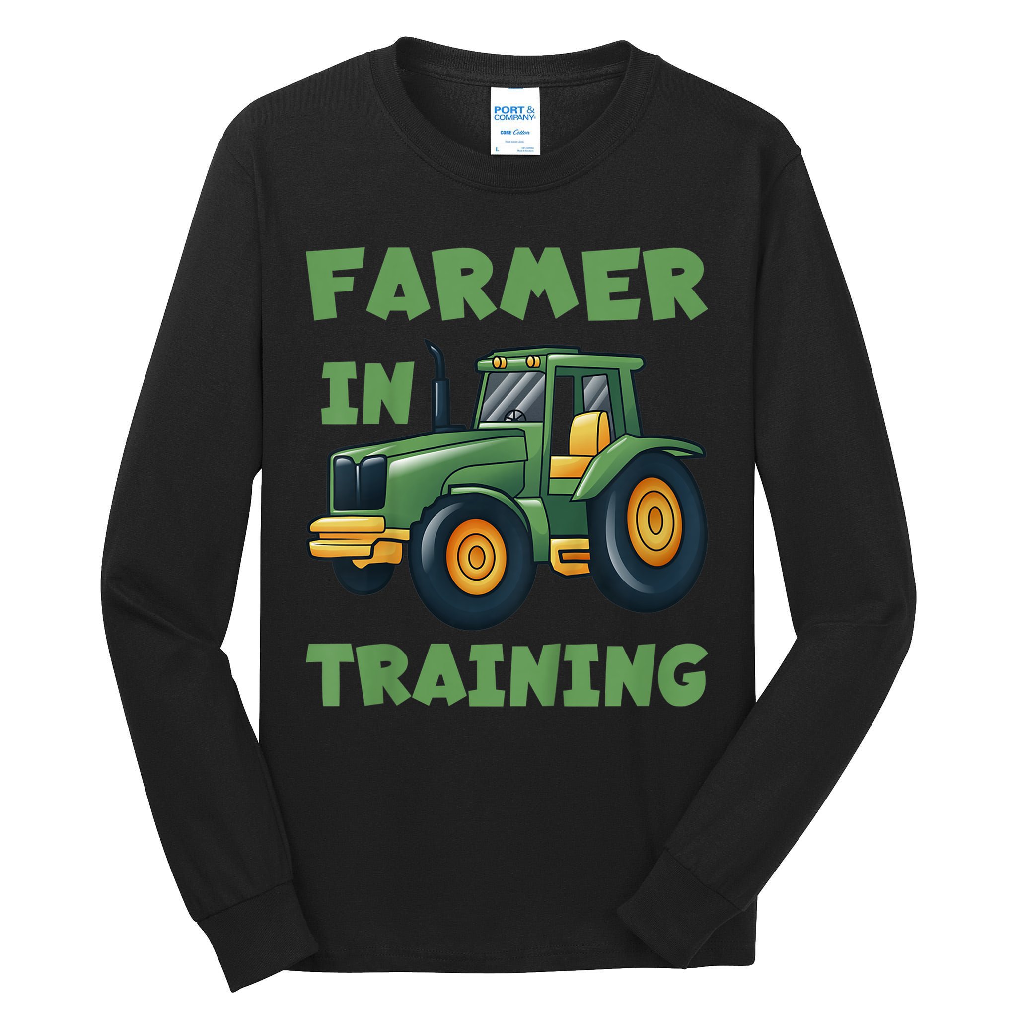 Kids Funny Tractor Boy Farmer In Training Gift Tall Long Sleeve T-Shirt